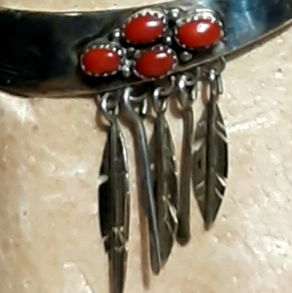 Navajo Coral and Silver Choker by Bruce Morgan - Picture 3 of 8
